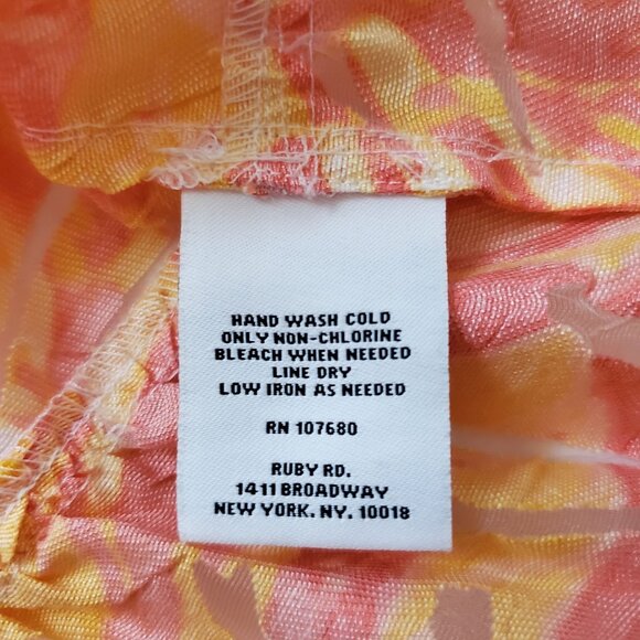 Ruby Rd. FAVORITE Orange Yellow Zip Front Crinkle Burnout Top Women's Size 6P - Picture 10 of 13